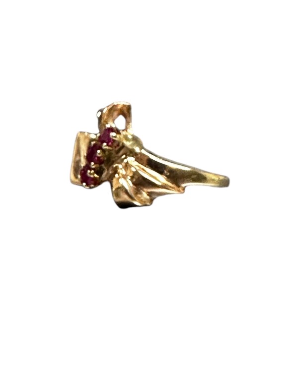 Retro 14k Rose Gold Ruby Ring - July Birthstone - image 4
