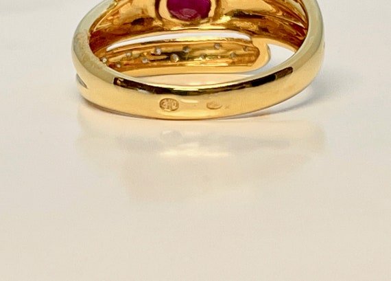 Yellow Gold Ruby and Diamond Ring, Vintage Diamon… - image 6