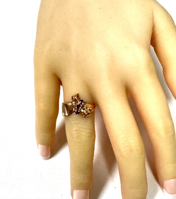 Retro 14k Rose Gold Ruby Ring - July Birthstone - image 6