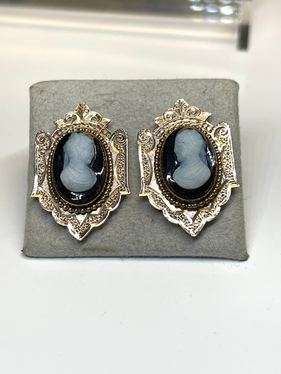 Victorian Cameo Pin and Earring Set, Antique Pin … - image 5