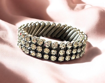 Mid-Century Rhinestone Stretch Bracelet