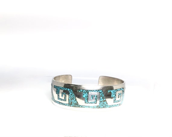 Authentic Native American Silver Chip Turquoise C… - image 3