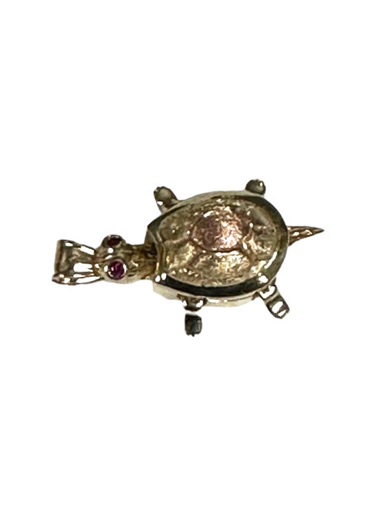 Adorable 14K Yellow Gold Movable Turtle Pendant wi
