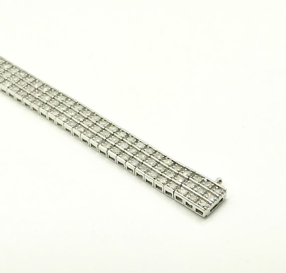 Vintage Diamond Bracelet, Diamond Straight Line B… - image 1