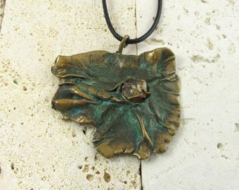 Handcrafted Brass Pendant with Raw Stone - Dorothy Gallun Jewelry