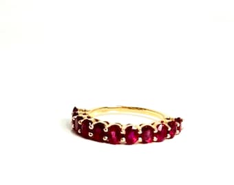 Red and Gold Magic: Vintage 14k Yellow Gold Ruby Band Ring - A Symbol of Love