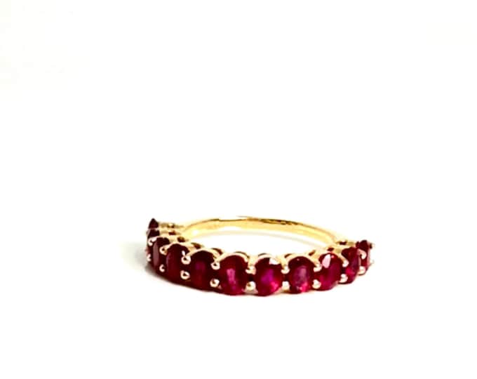 Red and Gold Magic: Vintage 14k Yellow Gold Ruby Band Ring - A Symbol of Love