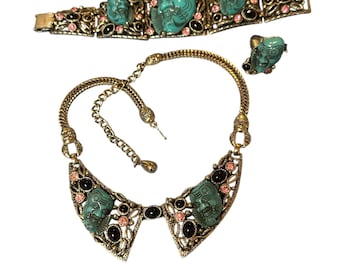 Asian Man Figural Jewelry Set - Selro Corp Necklace, Bracelet, Ring