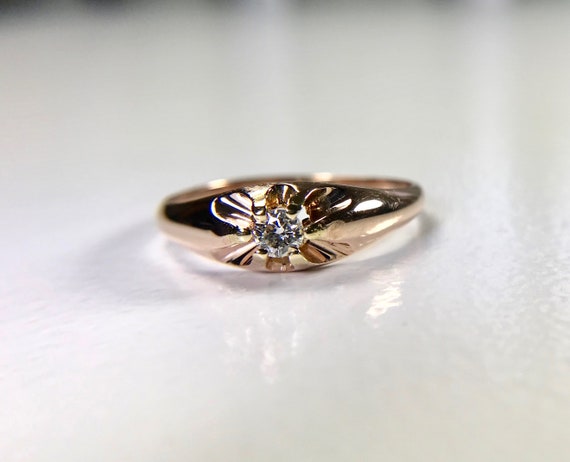 Vintage 1925 Belcher Diamond Ring: 10K Yellow Gol… - image 3
