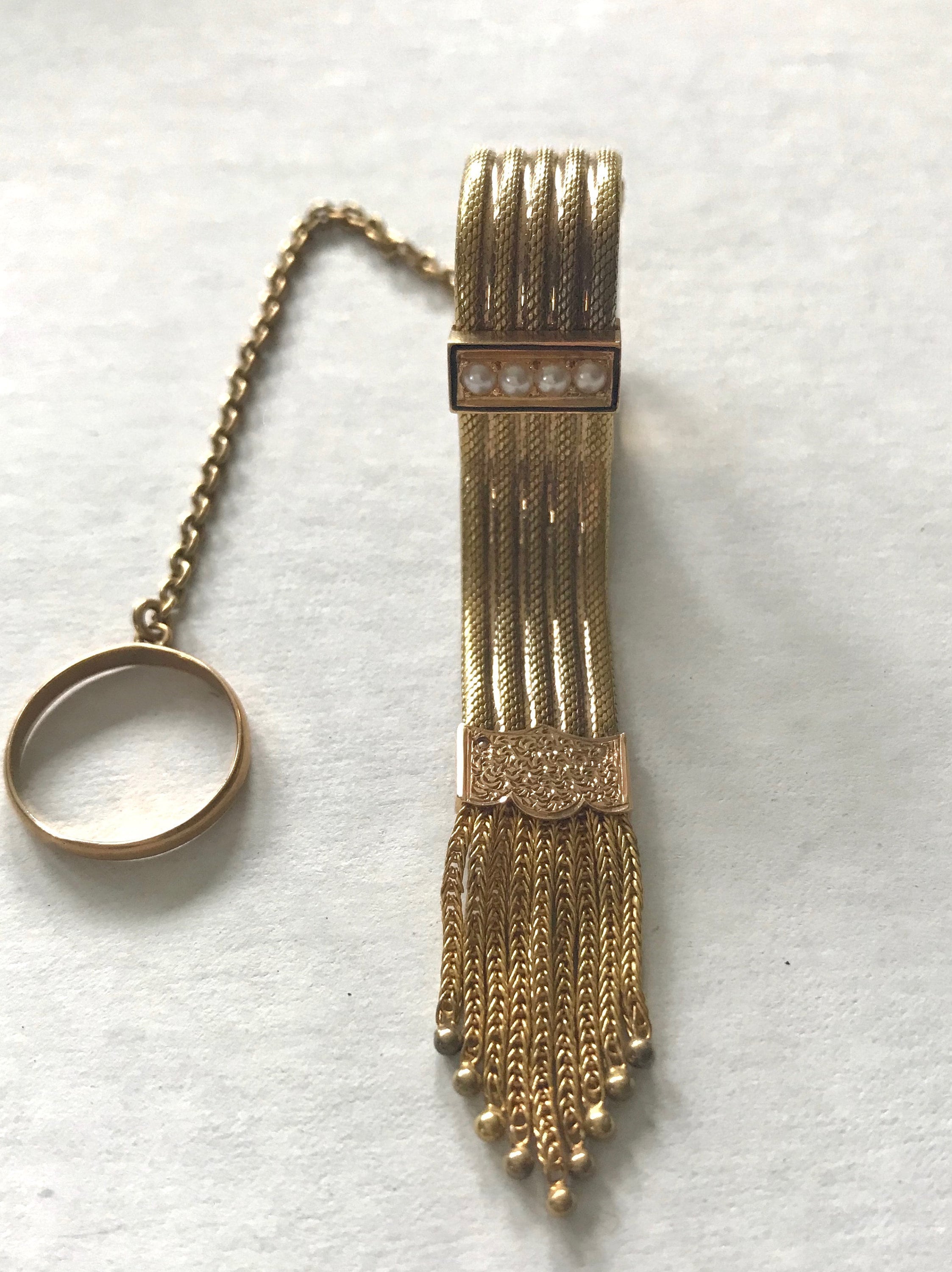 Yellow Gold Victorian Handkerchief Holder, Handkerchief Holder with