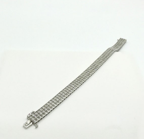 Vintage Diamond Bracelet, Diamond Straight Line B… - image 2