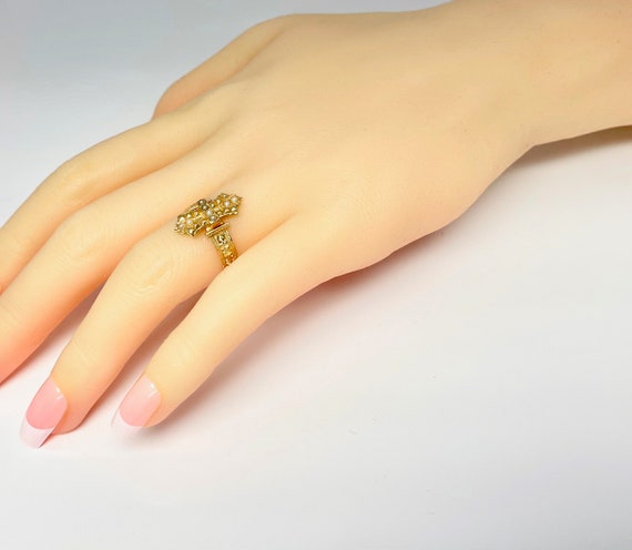 Yellow Gold Seed Pearl Ring, Victorian Style Ring… - image 7