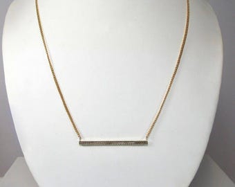 10k Yellow Gold Wheat Pattern Bar Necklace - Edwardian Repurposed