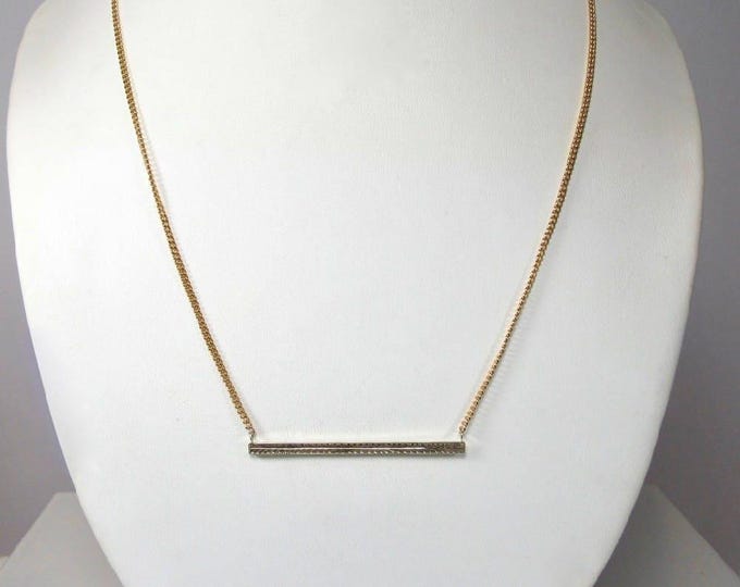 Wheat Pattern Bar Pin Necklace, Bar Necklace, Antique Bar Necklace, Yellow Gold Antique Bar Necklace, Necklace with Wheat Pattern