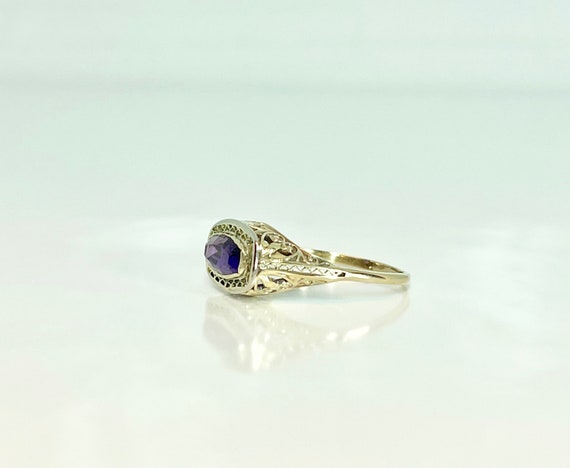 Yellow Gold Amethyst Ring, Filigree Amethyst Ring… - image 5