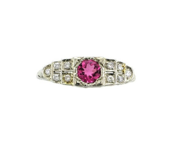 Pink Tourmaline and Diamond Ring; Tourmaline Ring… - image 1