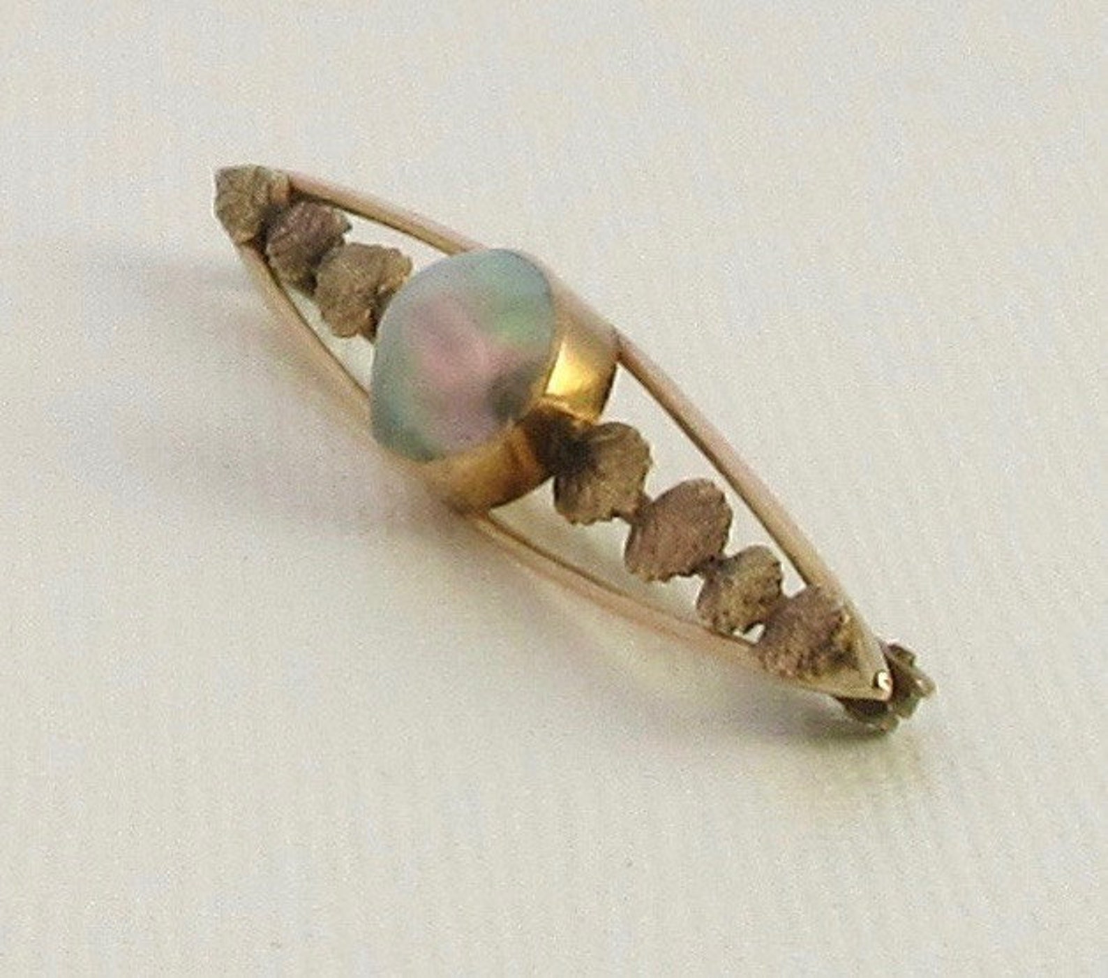 Yellow Gold Pearl Bar Pin Antique Pearl Pin Vintage Pearl Etsy
