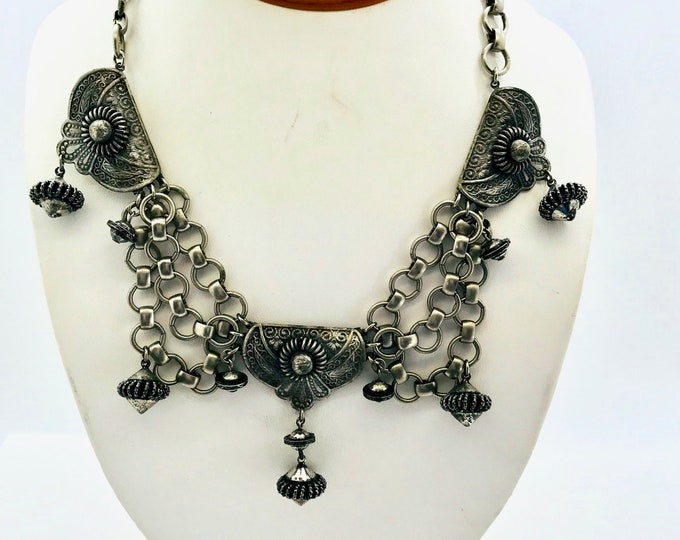 Kandell and Marcus N.Y. Silver Tone Necklace, Vintage Necklace, Signed Necklace, Statement Necklace