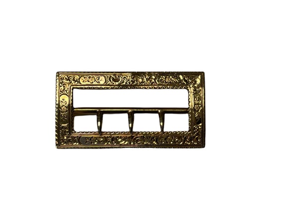 Antique Yellow Gold Engraved Buckle Pin, Buckle P… - image 1