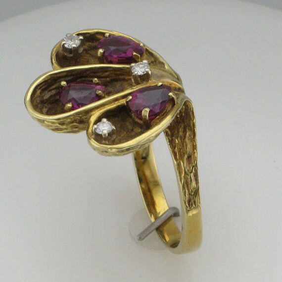 Vintage 14k Yellow Gold Ruby and Diamond Ring - J… - image 3