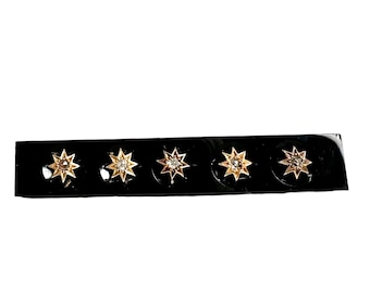 Antique 14K Gold Mourning Pin: Rose Cut Diamond Star, Victorian Onyx Bar