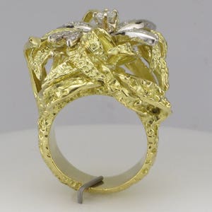 18 Karat Yellow Gold Diamond Nugget Free Form Ring Diamond Cocktail Ring Diamond Dinner Ring Diamond Free Form Ring Bild 2