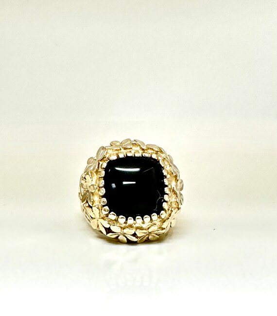 Vintage Sterling Silver Black Onyx Ring, Floral D… - image 6