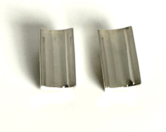 Hand-stamped Sterling Silver Clip On Earrings from Mexico: TC-117 Rectangle Style