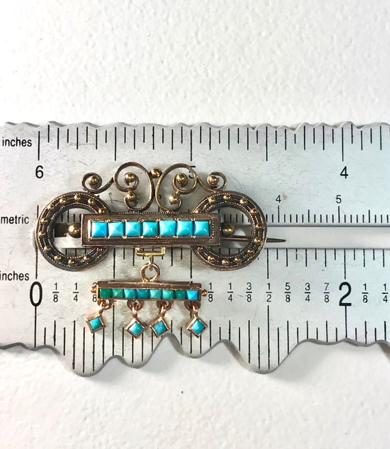 Victorian Turquoise Brooch. Antique Brooch, Vinta… - image 3