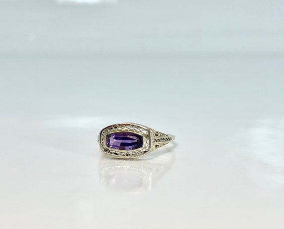 Yellow Gold Amethyst Ring, Filigree Amethyst Ring… - image 2