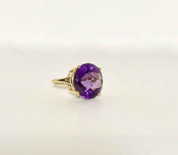 Yellow Gold Amethyst Ring, Vintage Amethyst Ring,… - image 2