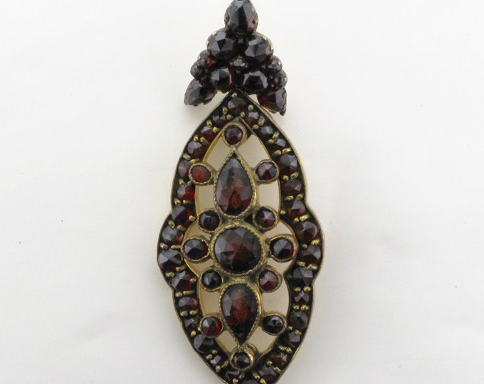 Garnet Drop Pendant; Bohemian Garnet Pendant; Antique Bohemian Garnet Pendant; Bohemian Garnet; January Birthstone; Garnet Pendant