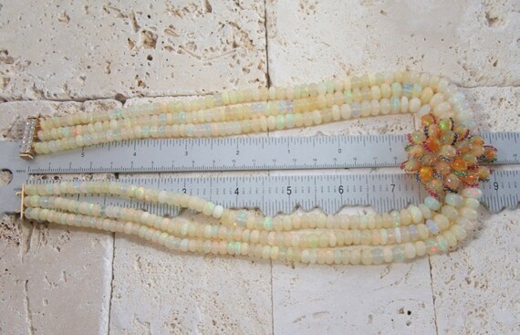 Triple Strand Opal Necklace: Sapphire, Ruby, Emer… - image 9