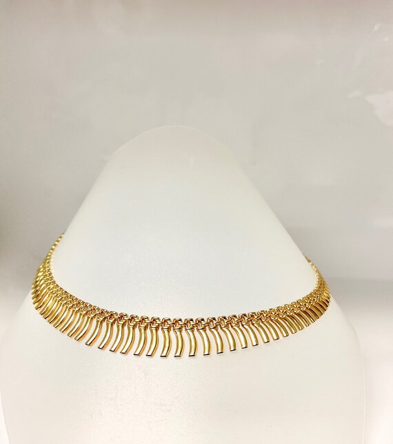 Yellow Gold Retro Fringe Necklace, Choker Necklac… - image 2