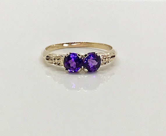 Yellow Gold Amethyst Ring, February Birthstone Rin