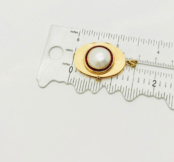 Yellow Gold Mabe Pearl and Ruby Locket, Pearl Loc… - image 6