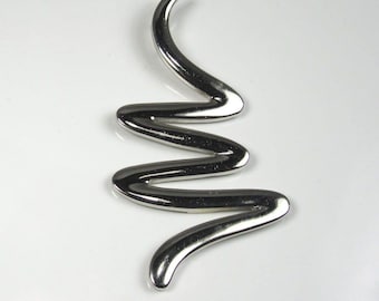 Sterling Silver Squiggle Pendant: Free Form Artistic Jewelry