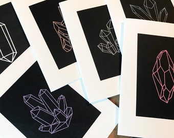 CRYSTAL Stationery Set - Cluster of Geode Crystal Cards - Quartz Crystal Stationery - 12 Healing Cards - Feel Better Cards