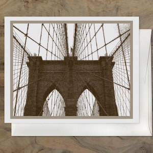 Brooklyn Bridge Vintage Note Card. Old Brooklyn Vintage Card, New York City Stationery, Handmade Brooklyn Gift, Brooklyn Stationery