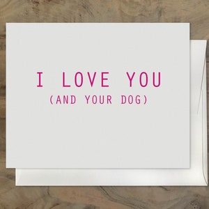 I LOVE YOU and your DOG Card. Adorable Sweet Dog Lovers Card, Pet Lovers Card - Made in Brooklyn. Carte animale, carte chiot, carte de chien