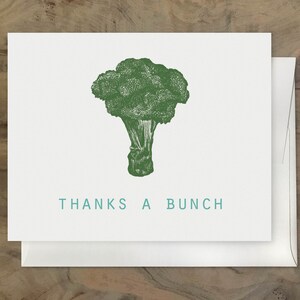 MERCI UNE CARTE BUNCH. Drôle de carte mignonne de remerciement. Carte brocoli. Handmade & Eco. Veggie Card - Vegan - Carte Végétarienne