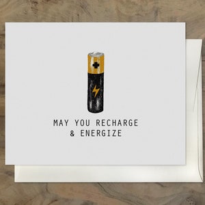 BATTERY Get Well Card. Funny Get Well Card for a Sick loved one. Post Surgery Card Bedrest Card Depression Card Unemployment Card image 1