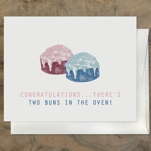 Twins on the Way Card - Parents Expecting Twins, Twin baby shower card - Card for twin babies - Enceinte de jumeaux