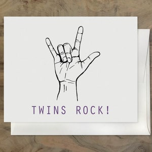 TWINS ROCK Grossesse BABY Card, Enceinte de Twins Card, Félicitations - Twins On the Way. Twin Baby Shower, Just Delivered Twins Card