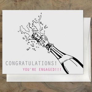 Carte de fiançailles impressionnante. Vous êtes fiancé! à votre santé! Couple de fête. Champagne Card. Straight, Gay, Lesbian Couples - Classy Engagement Card