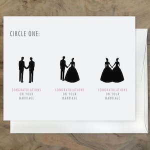 Carte de mariage génial pour tous les couples. Carte d’égalité de mariage, carte de mariage gay, carte de mariage libérale, carte de mariage interactive