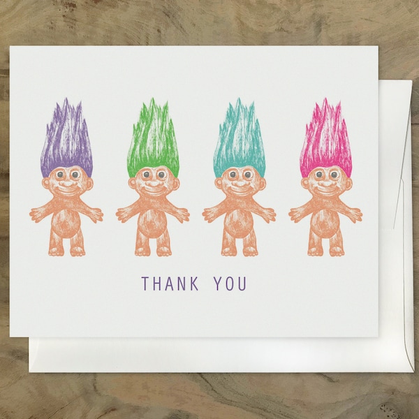 Thank You RETRO Card. TROLL DOLLS. Hilarious Funny Card. 90s Nostalgia. Doll Collector Card. Adorable Thank You Card. Vintage Thank You