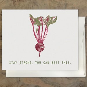 Rester forte carte - Keep Up the Fight - Get Well Soon Card. Friend with Cancer. Cheery Get Well Card. Vegetable Card, Vegan Get Well