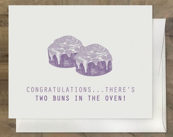 TWIN BABY CARD. Card for Expecting Mom of Twins. Congratulations Boy - Girl twins on the way. Two Babies. Twin Baby Shower.