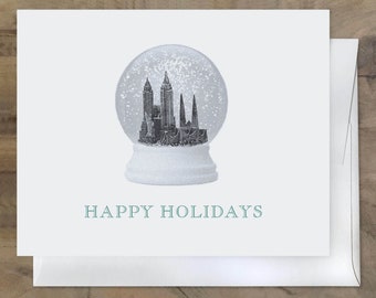 New York City Christmas Card, NYC Snow Globe Card - Beautiful New York Holiday Card - Empire State Building Card - Chrysler Building